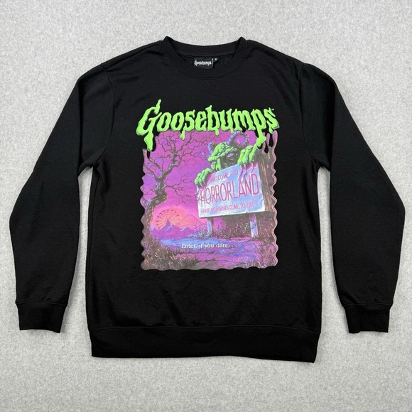 Goosebumps Sweatshirt Mens Medium Black Welcome To Horrorland Graphic Pullover - Picture 1 of 8